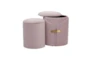 17" Light Pink Nesting Storage Bench With Gold Metal Accent Piece - Front