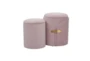 17" Light Pink Nesting Storage Bench With Gold Metal Accent Piece - Signature
