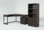 Pierce Espresso 3 Piece Set With L-Shaped Desk, 76" Bookcase + Filing Cabinet - Signature