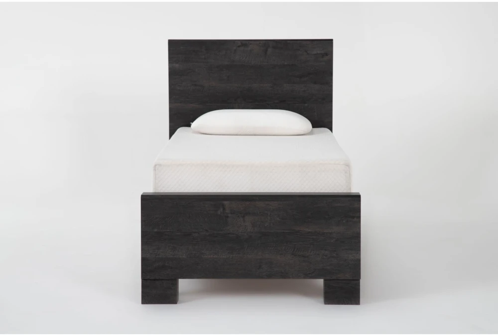 Derrie Black Twin Wood Panel Bed