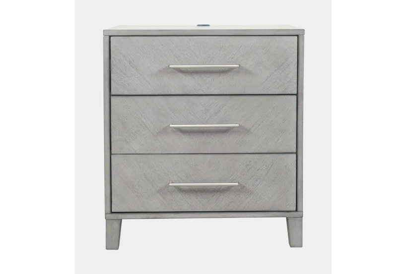 Elias Grey 3-Drawer Nightstand With USB - 360