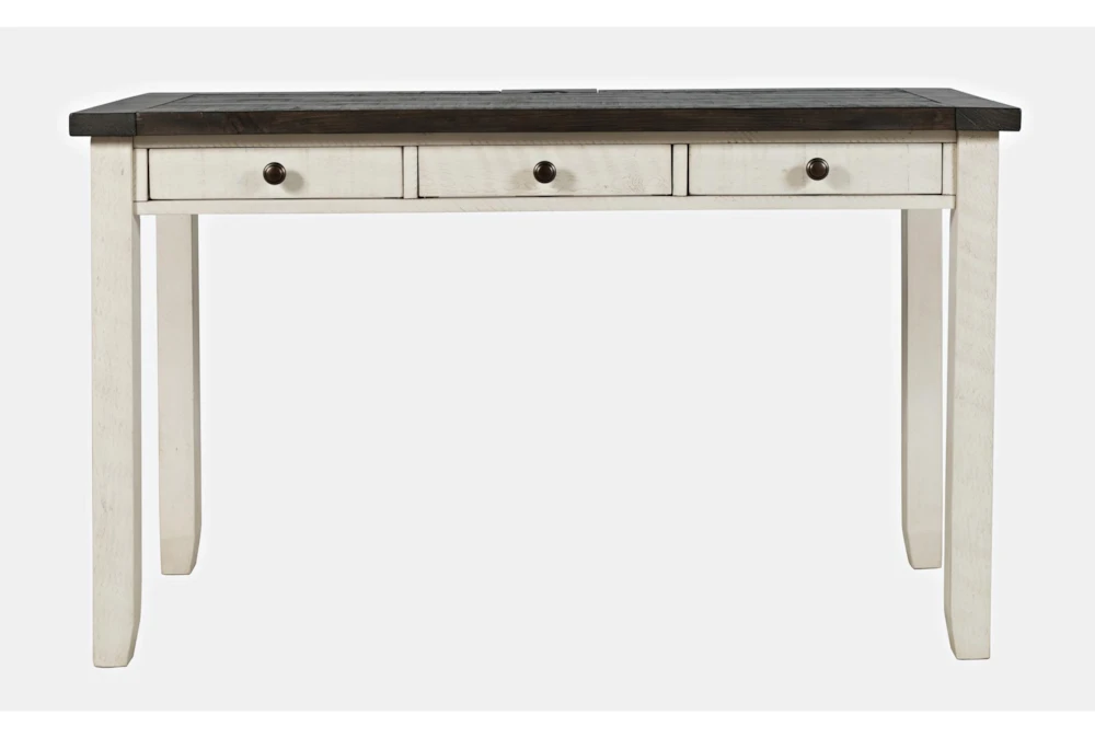 Madison County 50" Power Desk In Vintage White With 3 Drawers