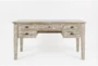 58" Artisan Craft Washed Grey Half Pedestal Desk With 5 Drawers - Signature