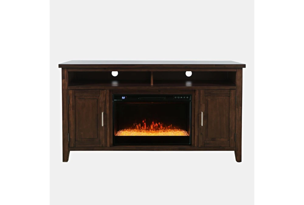 Copeland Brown 60" White Farmhouse Fireplace Tv Stand
