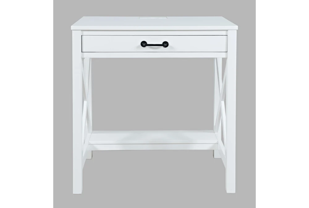 30" Hobson Power Desk In White With 1 Drawer