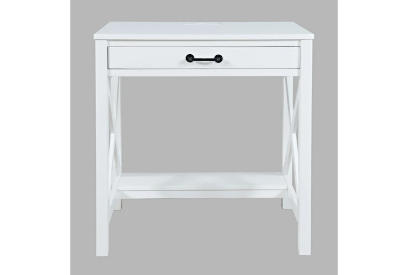 30" Hobson Power Desk In White With 1 Drawer - 360
