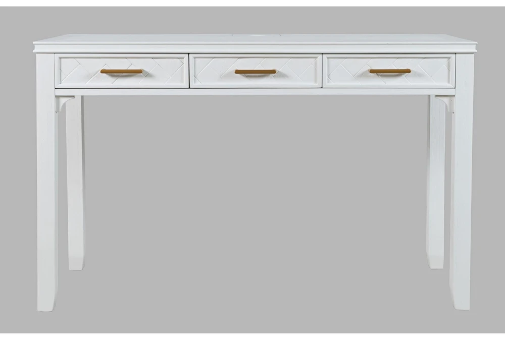 48" Gramercy White Power Desk With 3 Drawers