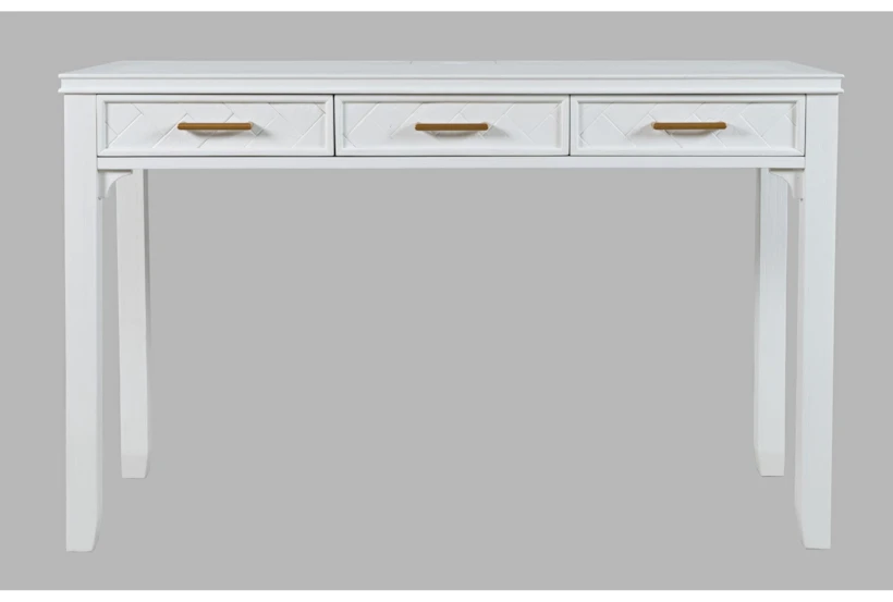 48" Gramercy White Power Desk With 3 Drawers - 360