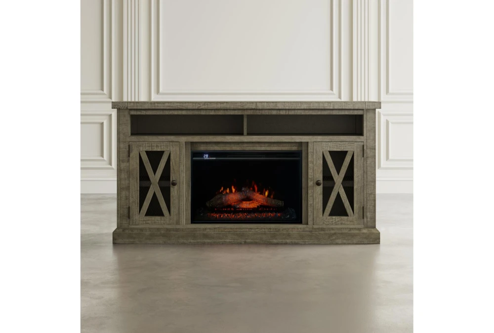 Cohasset Grey 60" Farmhouse Fireplace Tv Stand