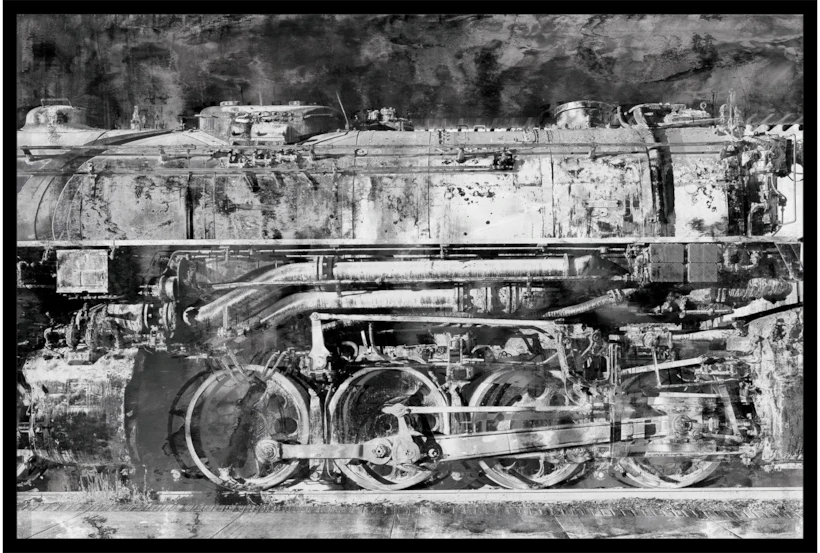 38X26 Vintage Rail With Black Frame - 360