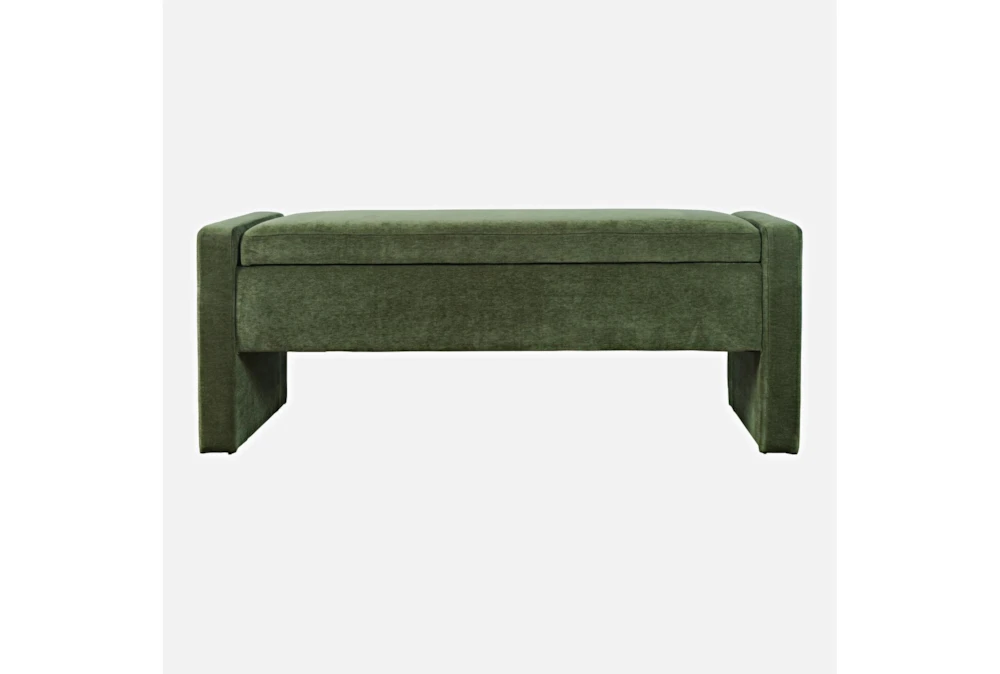 48" Braun Modern Green Fabric Storage Bench