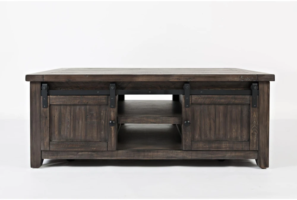 Madi Brown Barn Door Coffee Table With Storage