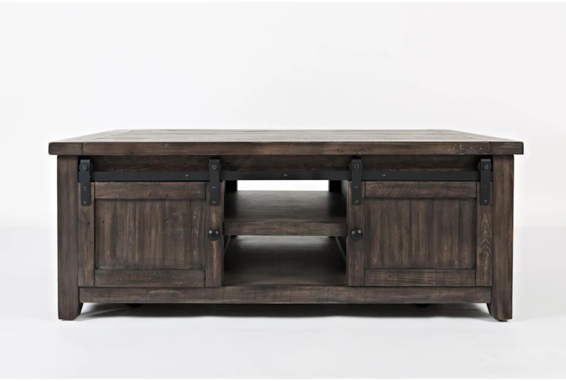 Madi Brown Barn Door Coffee Table With Storage - 360