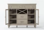 Cambria Grey 4 Drawer 58" Buffet with Glass Doors and Wine Rack - Front