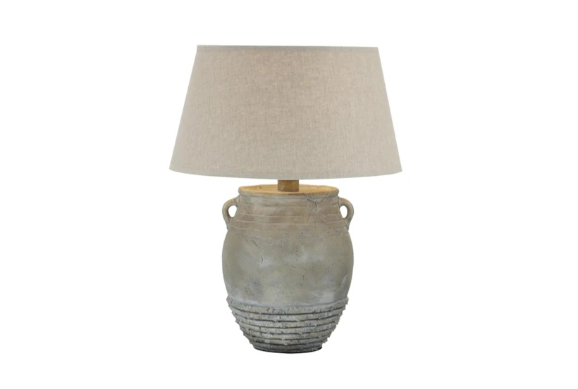 27" Grey Wash Distressed Pottery Southwest Table Lamp - 360