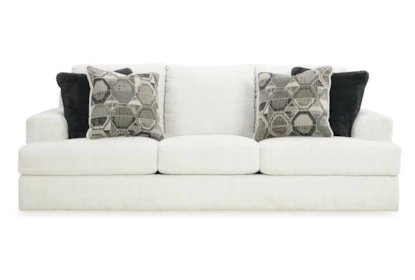 Karinne White Linen Sofa With Track