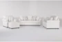 Amora Ivory 4 Piece Sofa, Loveseat, Chair & Ottoman Set - Signature