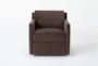 Aidan V 32" Twist Chocolate Brown Velvet Swivel Accent Chair - Front
