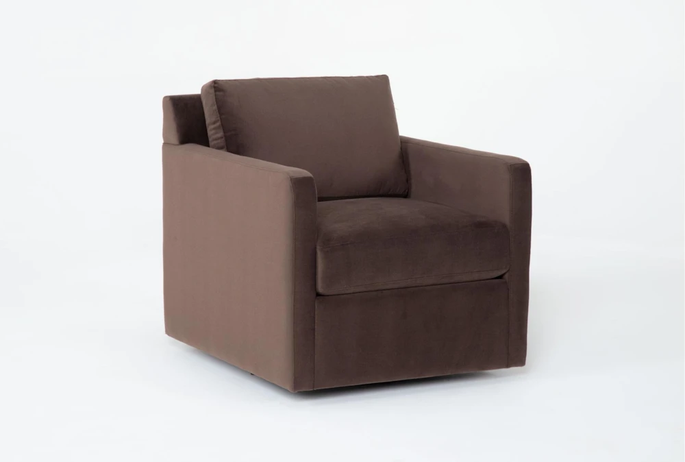 Aidan V 32" Twist Chocolate Brown Velvet Swivel Accent Chair