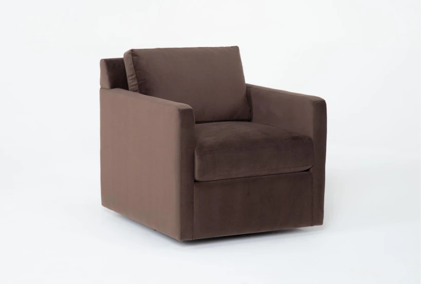 Aidan V 32" Twist Chocolate Brown Velvet Swivel Accent Chair - 360