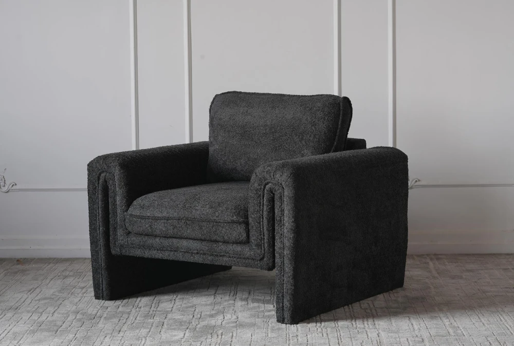 Charcoal Sherpa Sculted Accent Chair