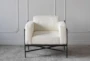 White Sherpa + Iron Frame Accent Chair - Front