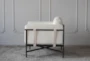 White Sherpa + Iron Frame Accent Chair - Side