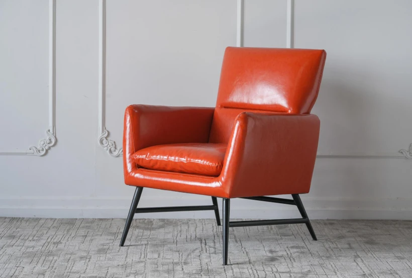 Cognac Faux Leather Accent Chair - 360