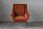 Rust Velvet + Iron Leg Accent Chair - Front