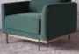 Green Velvet + Solid Ash Accent Chair - Detail