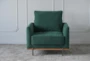 Green Velvet + Solid Ash Accent Chair - Front