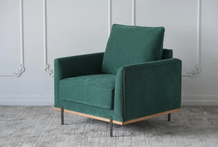 Green Velvet + Solid Ash Accent Chair - Main