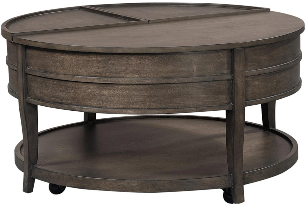 Quincy Lift-Top Round Coffee Table With Wheels