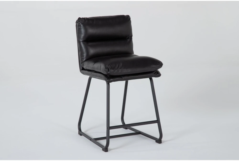 Maeve Black 24" Faux Leather Counter Stool With Back