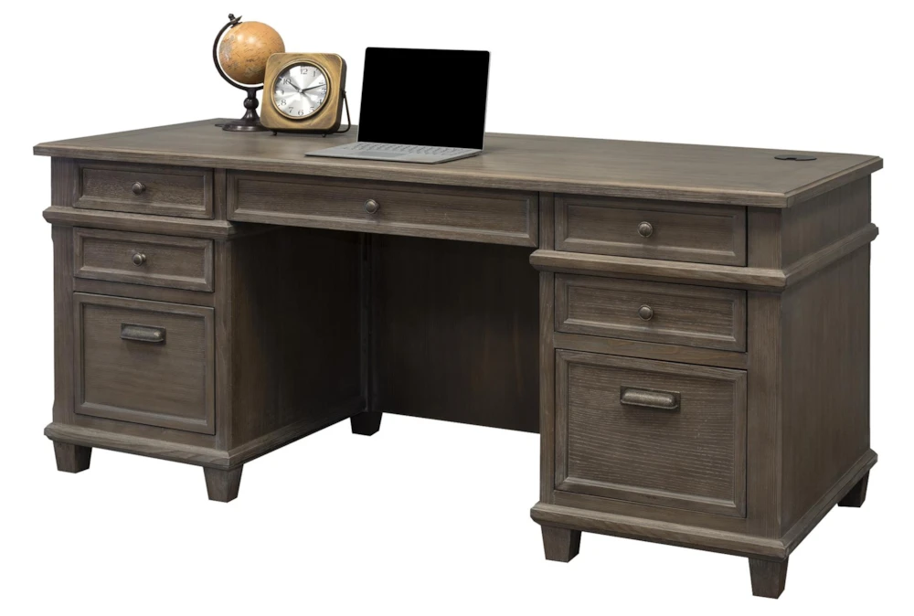 Delaney Grey Double Pedestal Executive Desk