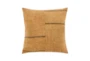 20X20 Brown Pieced Linen With Embroidery Square Throw Pillow - Signature