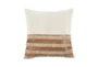 20X20 Brown + Natural Leather And Jute Fringe Square Throw Pillow - Signature