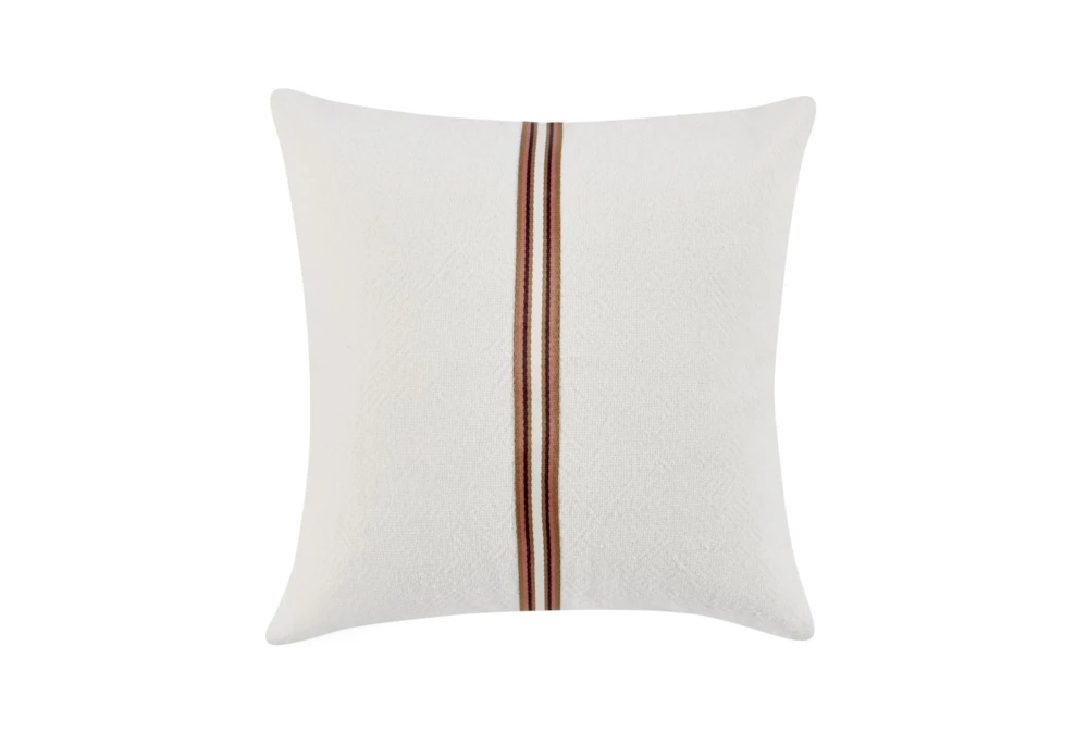 22X22 Ivory + Red Stripe Tape Square Throw Pillow