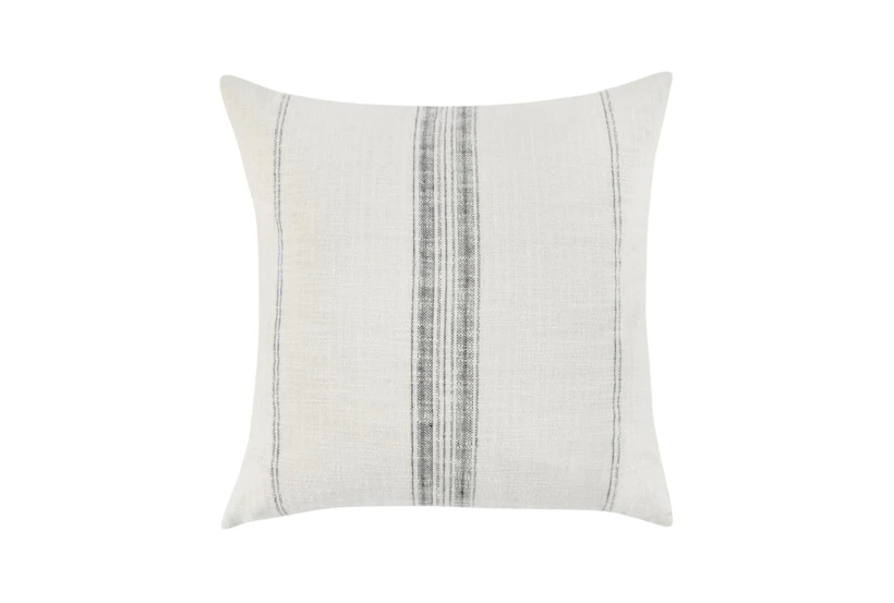 22X22 Ivory + Blue Woven Stripe Square Throw Pillow - 360