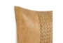 14X20 Brown Leather Woven And Pieced Lumbar Throw Pillow - Detail