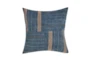 20X20 Blue Pieced Linen With Embroidery Square Throw Pillow - Signature