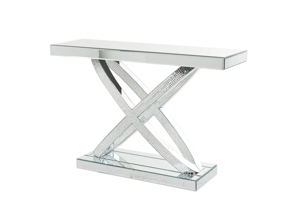 47" Glam Silver Glass Console Table