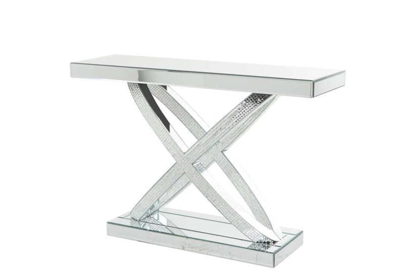 47" Glam Silver Glass Console Table - 360