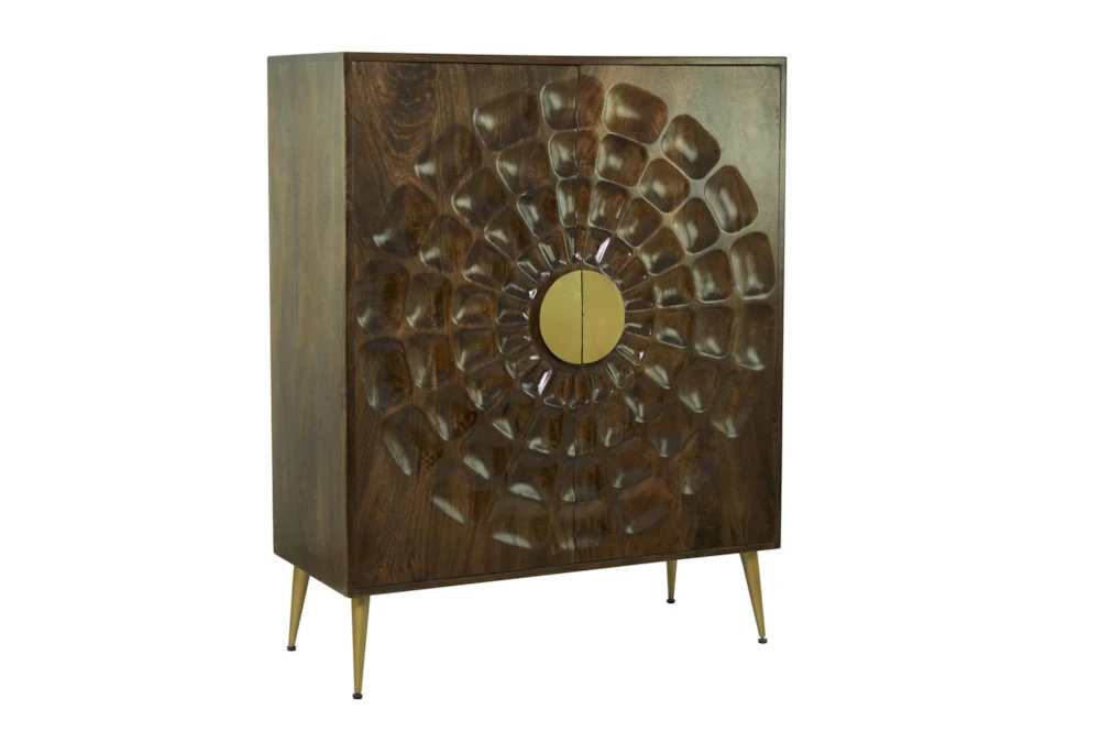 45" Contemporary Brown Wood Cabinet
