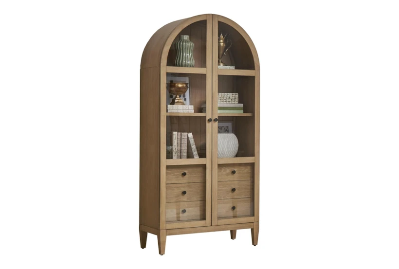 Dara Arched Display Cabinet Bookcase With Glass Doors - 360