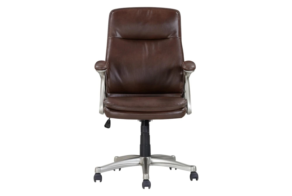 Sealy Brown Faux Leather Rolling Office Desk Chair