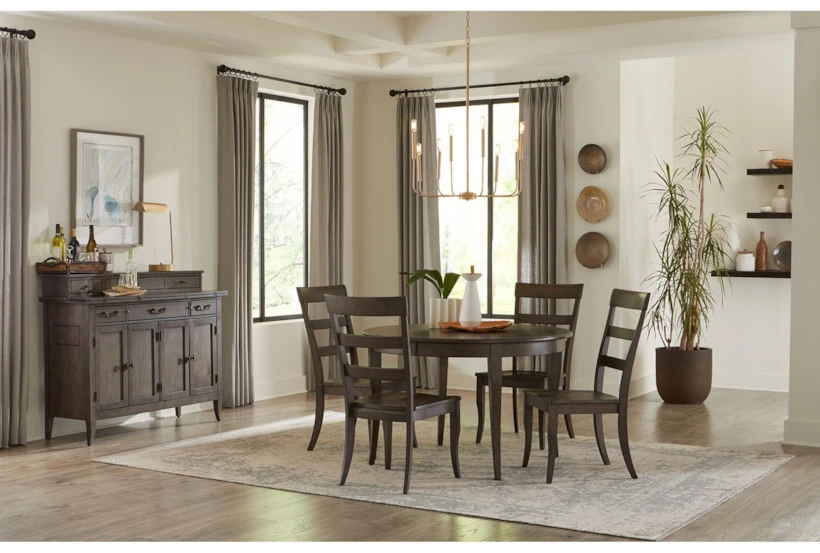 Lakely 48-66" Extendable Round to Oval Dining With Chair Set For 4 - 360