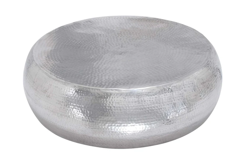 Silver Aluminum Drum Round Coffee Table - 360