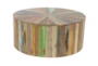 Reclaimed Wood Drum Round Coffee Table - Back