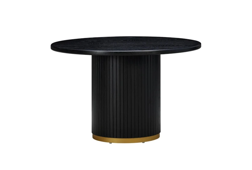 Chelsea Black Oak Round Dining Table - 360